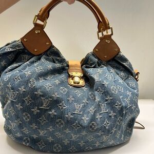 Designer Blue and Tan Women's Bag